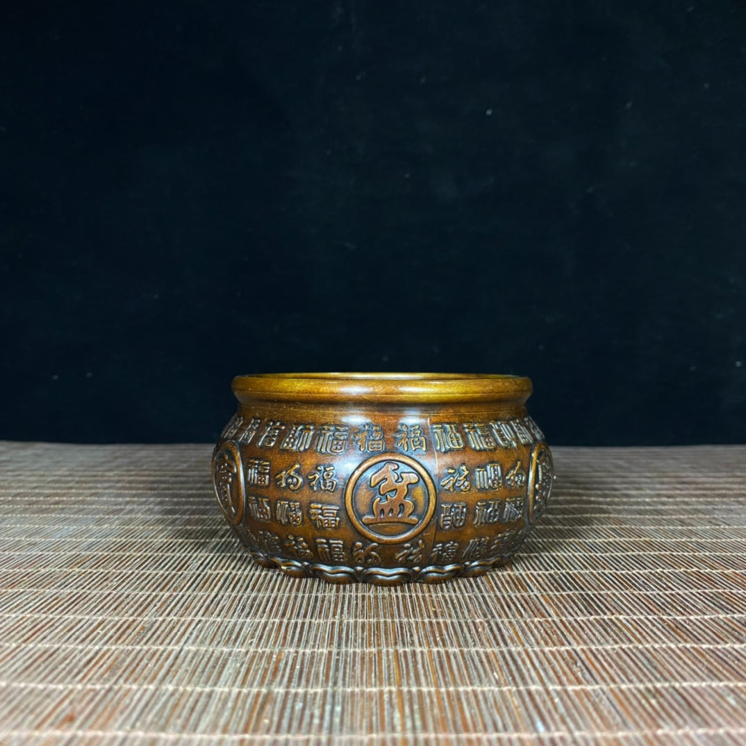 Solid Copper Relief Treasure Bowl - A Perfect Blend of Exquisite Craftsmanship and Cultural Heritage