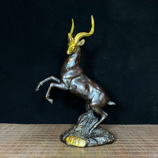 Gilded Pure Copper Ram - Exquisite Craftsmanship and Cultural Heritage Antique Collectible