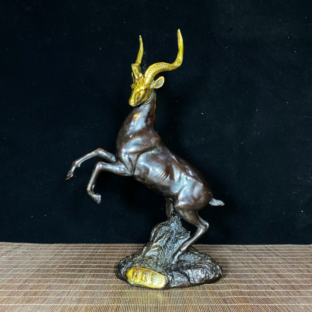 Gilded Pure Copper Ram - Exquisite Craftsmanship and Cultural Heritage Antique Collectible