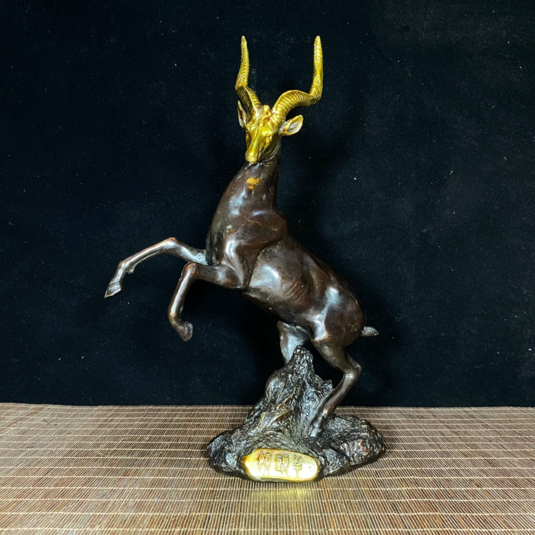 Gilded Pure Copper Ram - Exquisite Craftsmanship and Cultural Heritage Antique Collectible