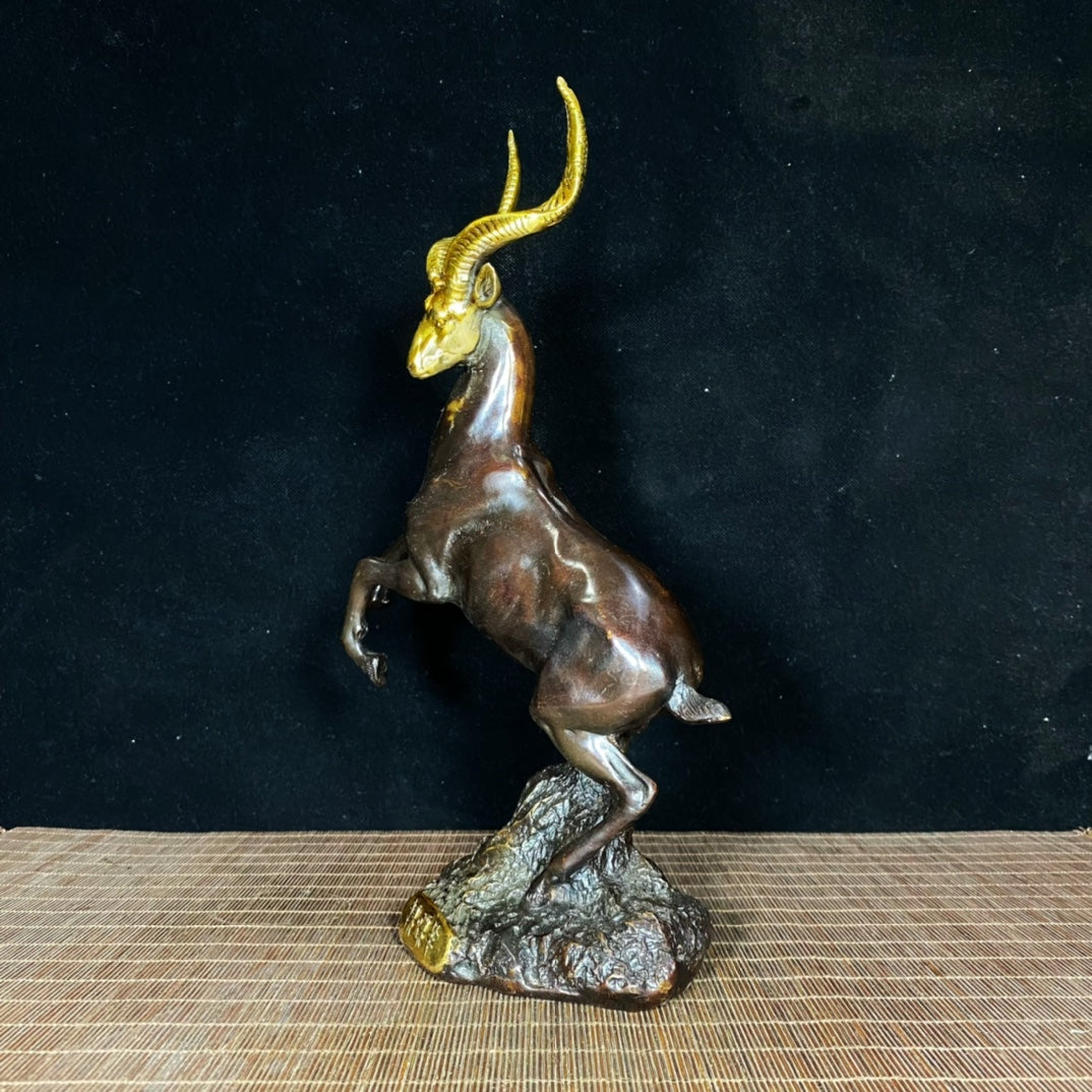 Gilded Pure Copper Ram - Exquisite Craftsmanship and Cultural Heritage Antique Collectible