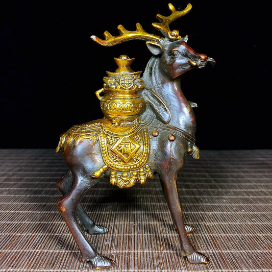 Solid Brass Gilded Deer Statue - Historical Significance, Exquisite Craftsmanship, Handmade