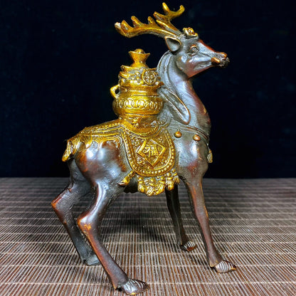 Solid Brass Gilded Deer Statue - Historical Significance, Exquisite Craftsmanship, Handmade