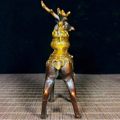 Solid Brass Gilded Deer Statue - Historical Significance, Exquisite Craftsmanship, Handmade