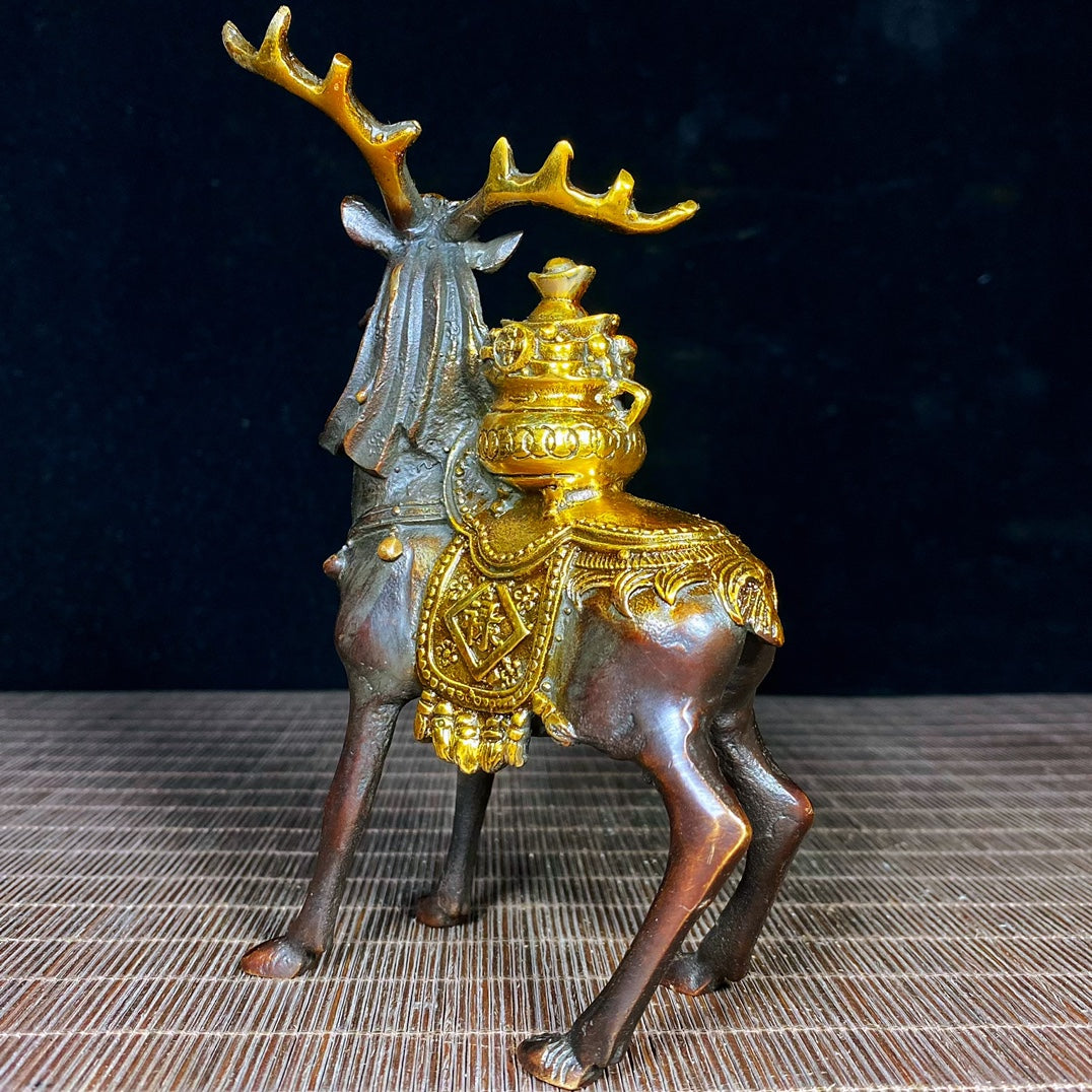 Solid Brass Gilded Deer Statue - Historical Significance, Exquisite Craftsmanship, Handmade