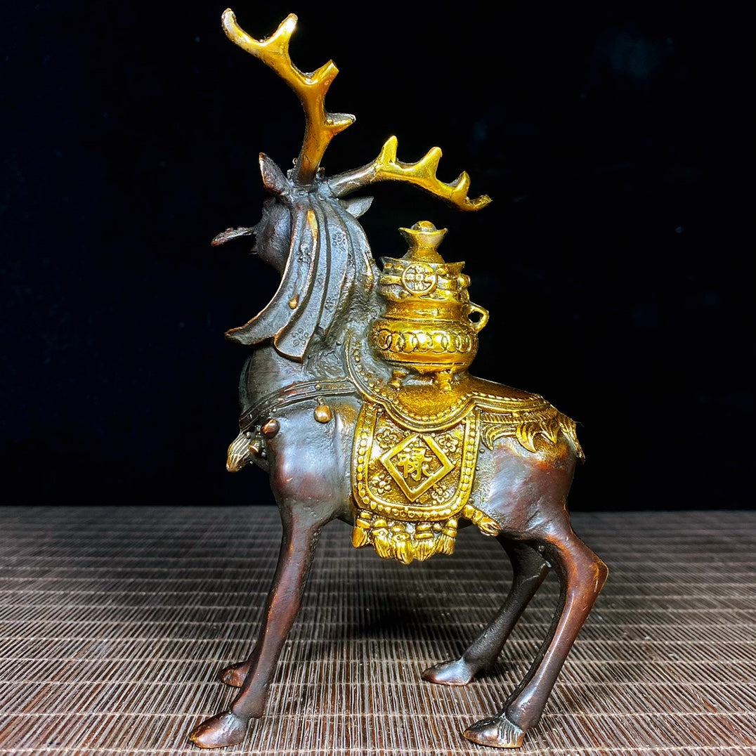 Solid Brass Gilded Deer Statue - Historical Significance, Exquisite Craftsmanship, Handmade