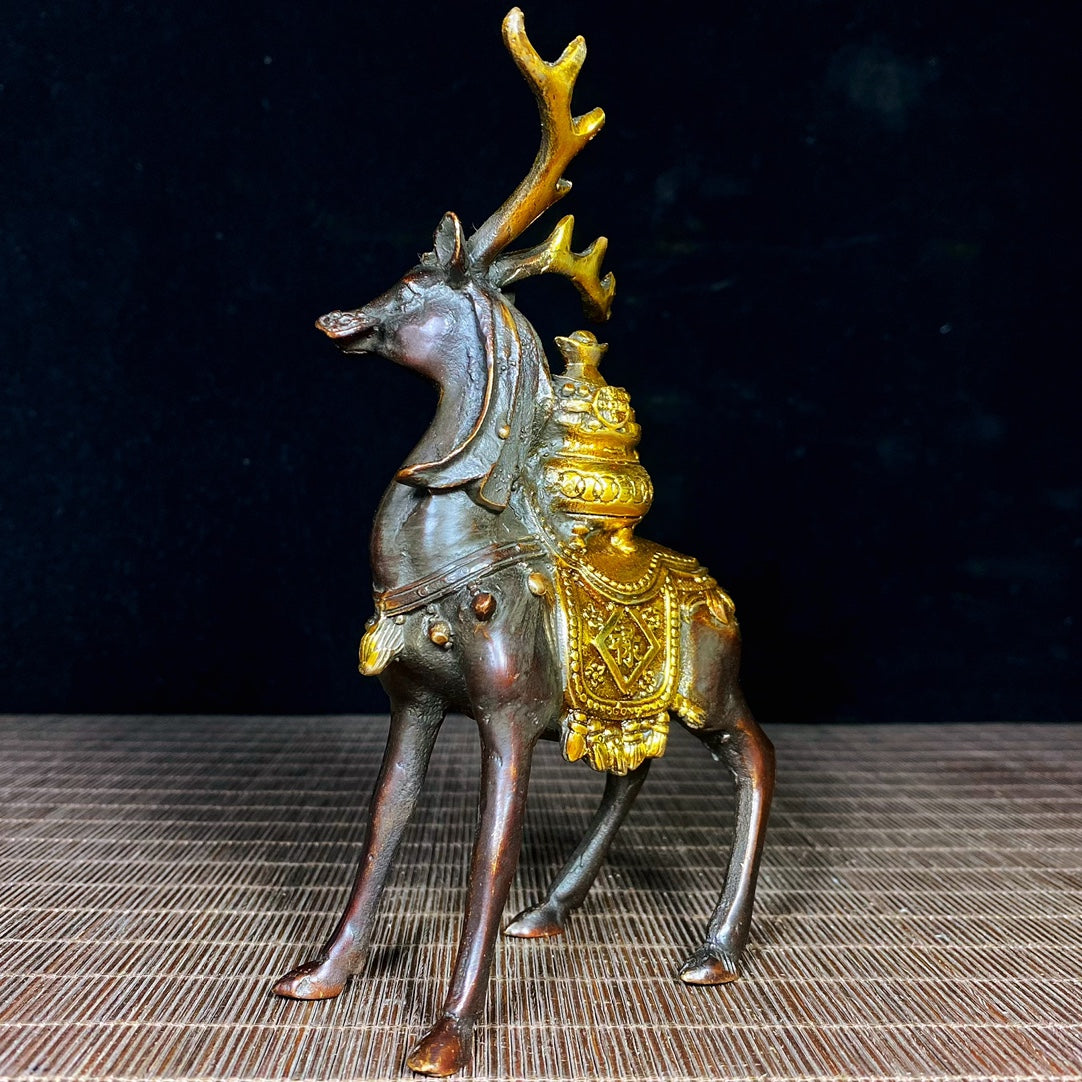 Solid Brass Gilded Deer Statue - Historical Significance, Exquisite Craftsmanship, Handmade