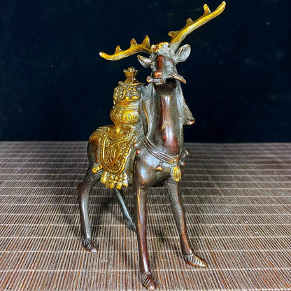 Solid Brass Gilded Deer Statue - Historical Significance, Exquisite Craftsmanship, Handmade