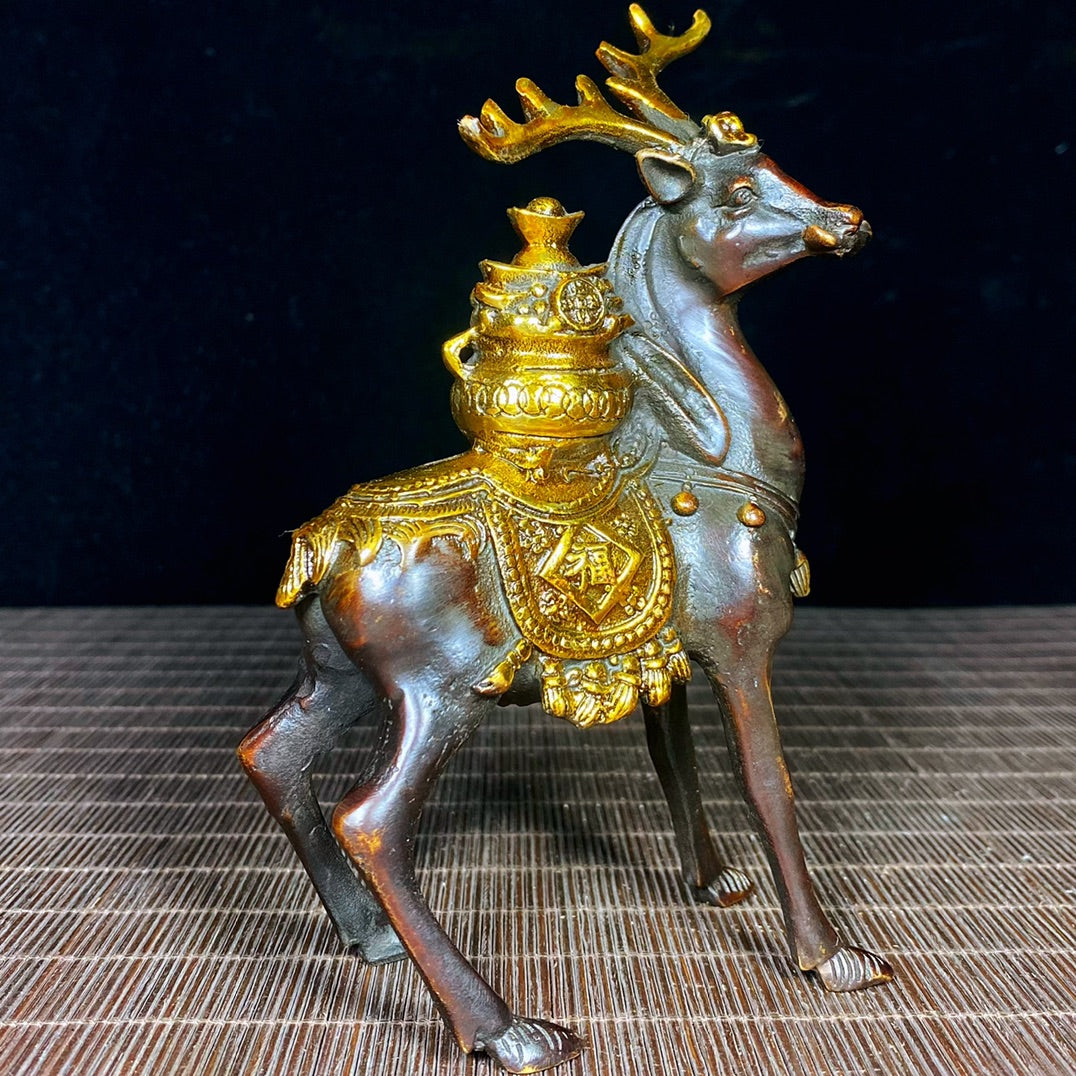 Solid Brass Gilded Deer Statue - Historical Significance, Exquisite Craftsmanship, Handmade