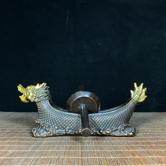 Pure Copper Gilded Mini Dragon Boat Incense Holder - A Perfect Blend of Exquisite Craftsmanship and Cultural Heritage