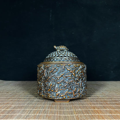 Exquisite Handcrafted Pure Copper Incense Burner with Crane Relief - Symbol of History and Culture