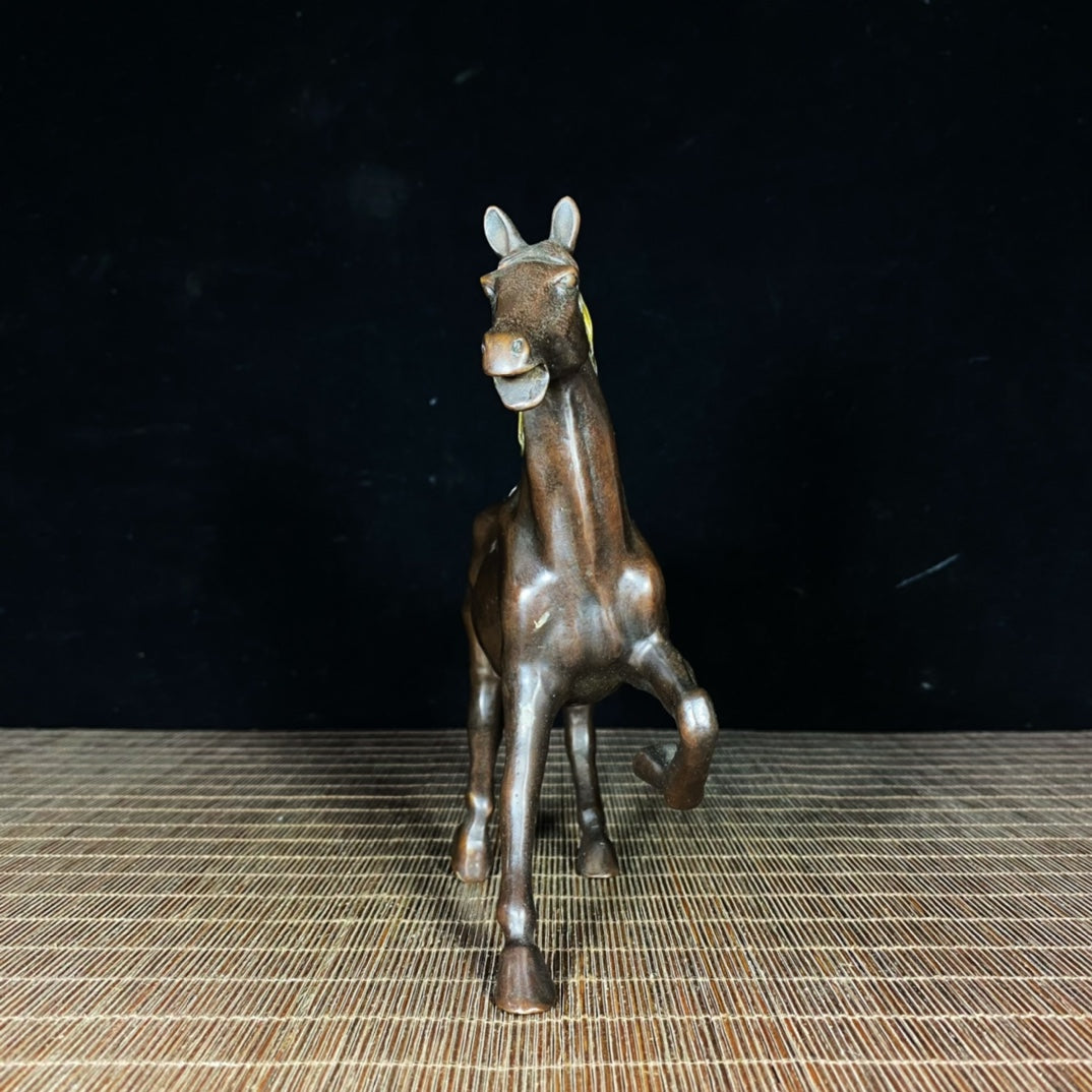 Pure Copper Gilded Running Horse Statue - Exquisite Handcrafted Antique