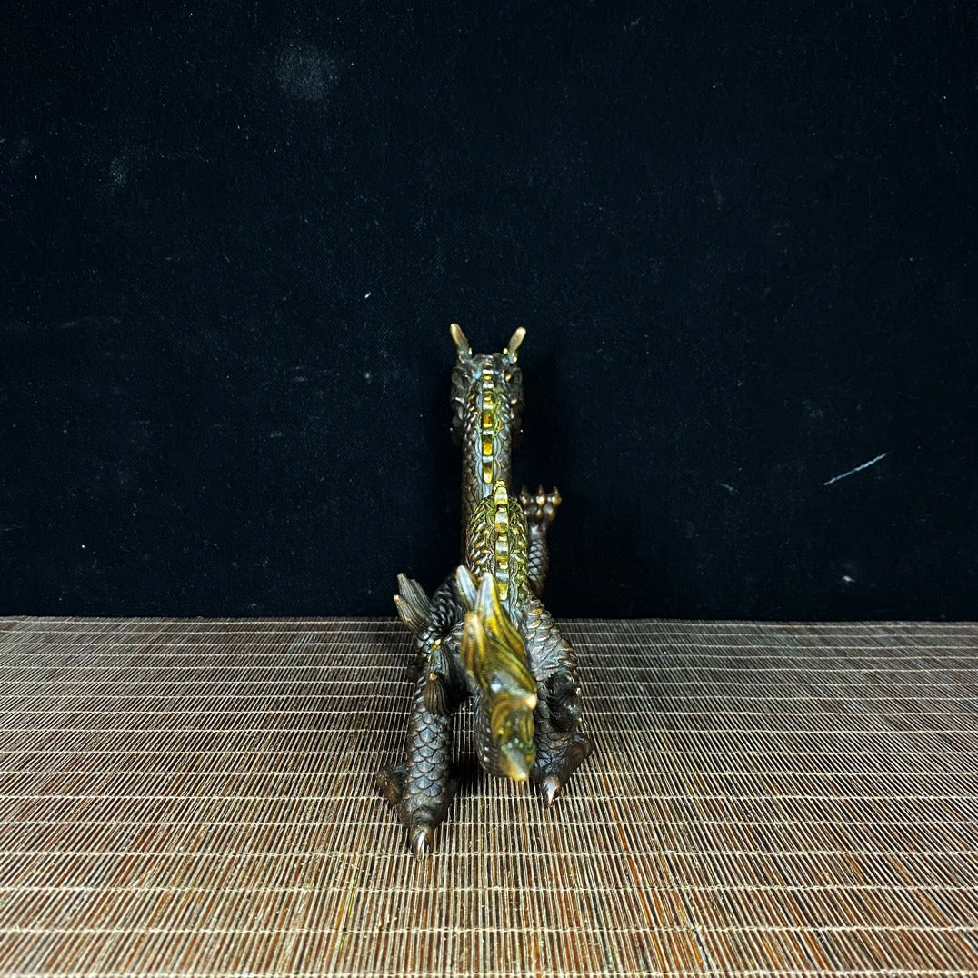 Pure Copper Gilded Dragon Statue - Exquisite Handcrafted Artifact with Rich History, Elegant Decor for Home and Office