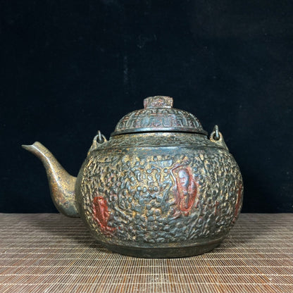 Antique Exquisite Relief Longevity Teapot - Handcrafted Cultural Heritage High-End Collection