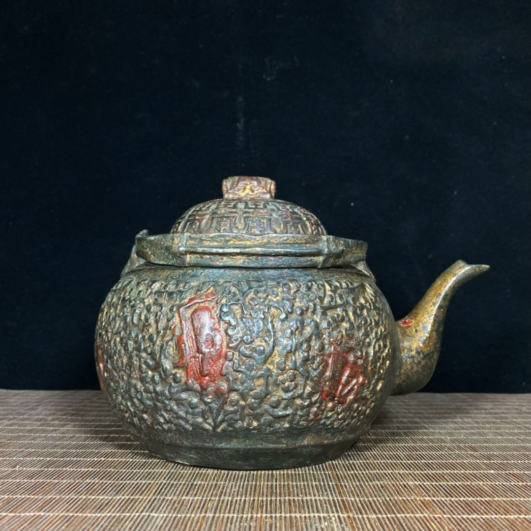 Antique Exquisite Relief Longevity Teapot - Handcrafted Cultural Heritage High-End Collection