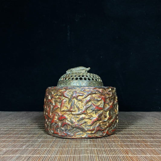 Antique Exquisite Carved Crane Incense Burner - Timeless Handcrafted Masterpiece for Elegant Decoration and Collection