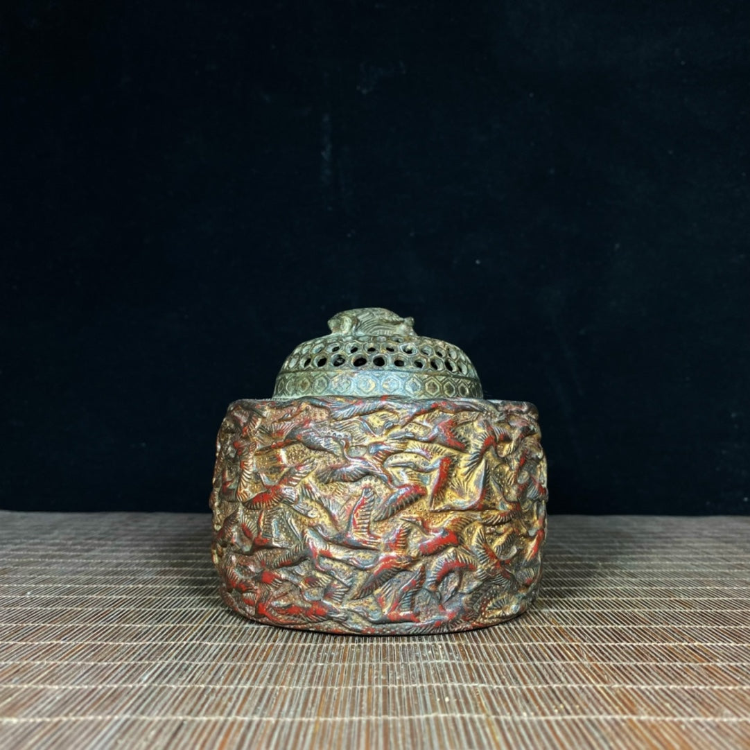 Antique Exquisite Carved Crane Incense Burner - Timeless Handcrafted Masterpiece for Elegant Decoration and Collection