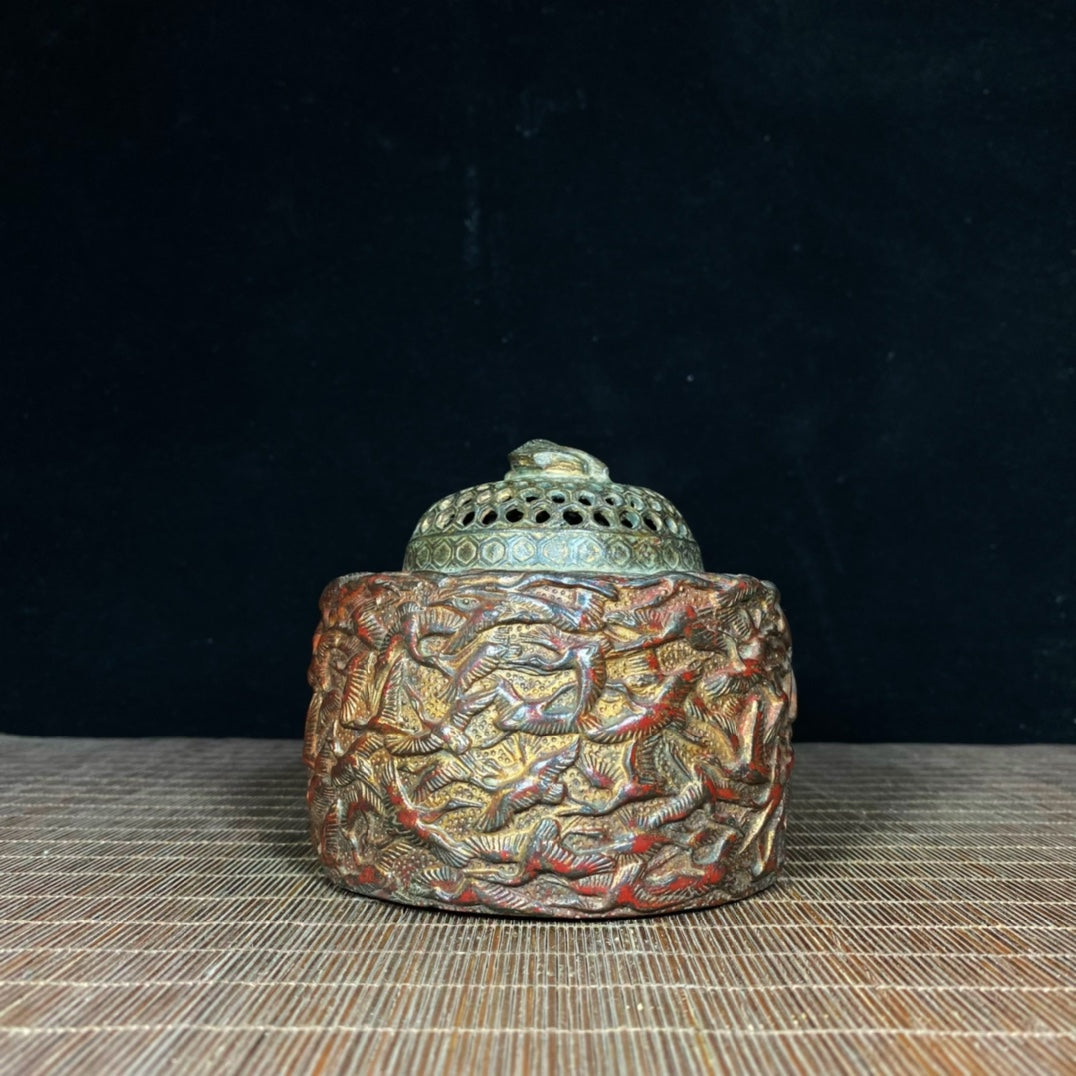 Antique Exquisite Carved Crane Incense Burner - Timeless Handcrafted Masterpiece for Elegant Decoration and Collection