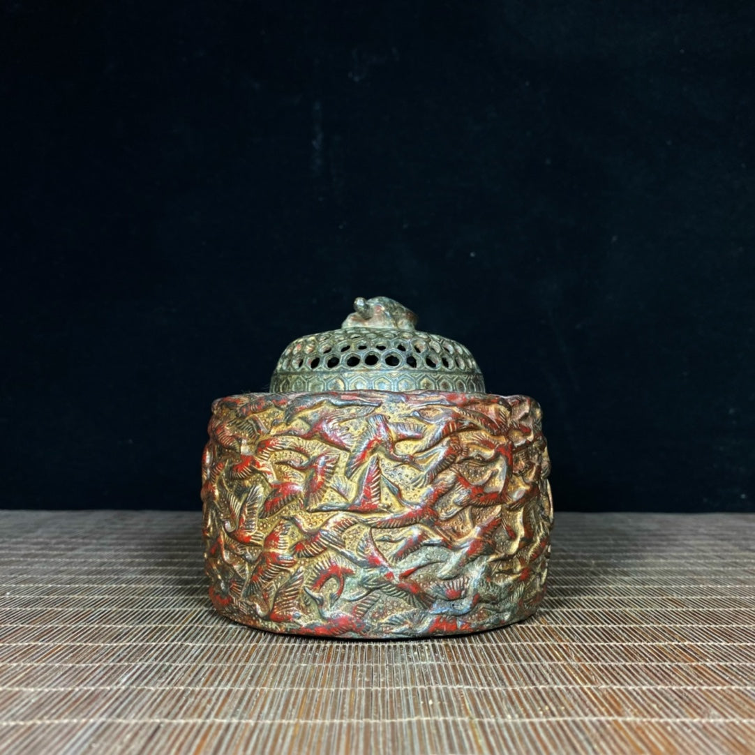 Antique Exquisite Carved Crane Incense Burner - Timeless Handcrafted Masterpiece for Elegant Decoration and Collection