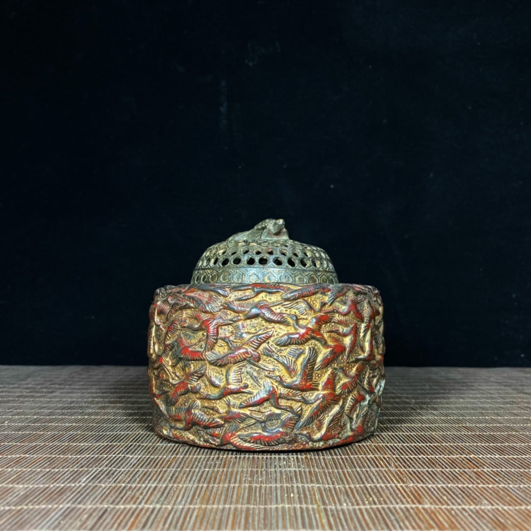 Antique Exquisite Carved Crane Incense Burner - Timeless Handcrafted Masterpiece for Elegant Decoration and Collection