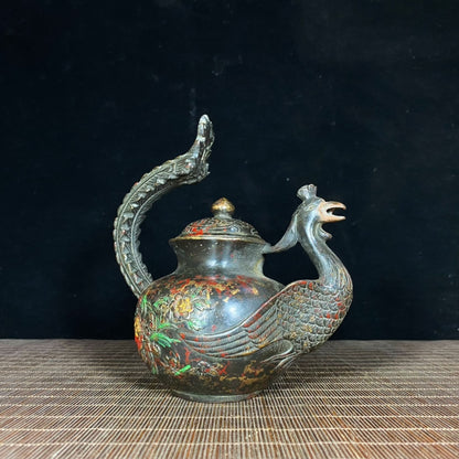 Ancient Hand-painted Phoenix Teapot - A Masterpiece of Craftsmanship and Cultural Heritage