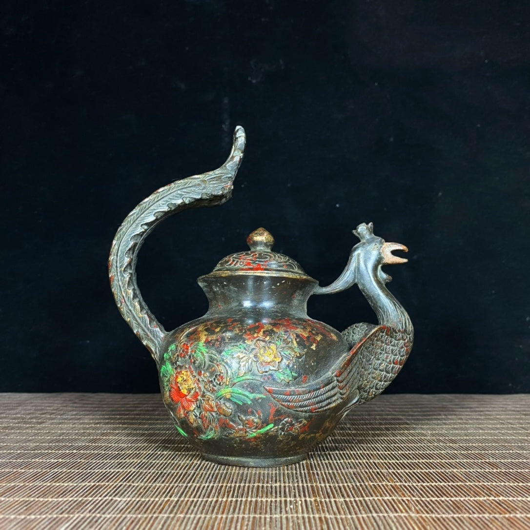 Ancient Hand-painted Phoenix Teapot - A Masterpiece of Craftsmanship and Cultural Heritage