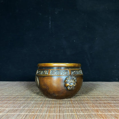 Ancient & Precious Antique Pure Copper Beast-Ear Jar - Wealth Attracting | High-End Decor & Collectible