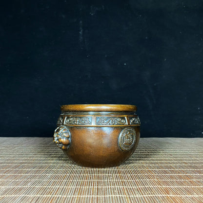 Ancient & Precious Antique Pure Copper Beast-Ear Jar - Wealth Attracting | High-End Decor & Collectible