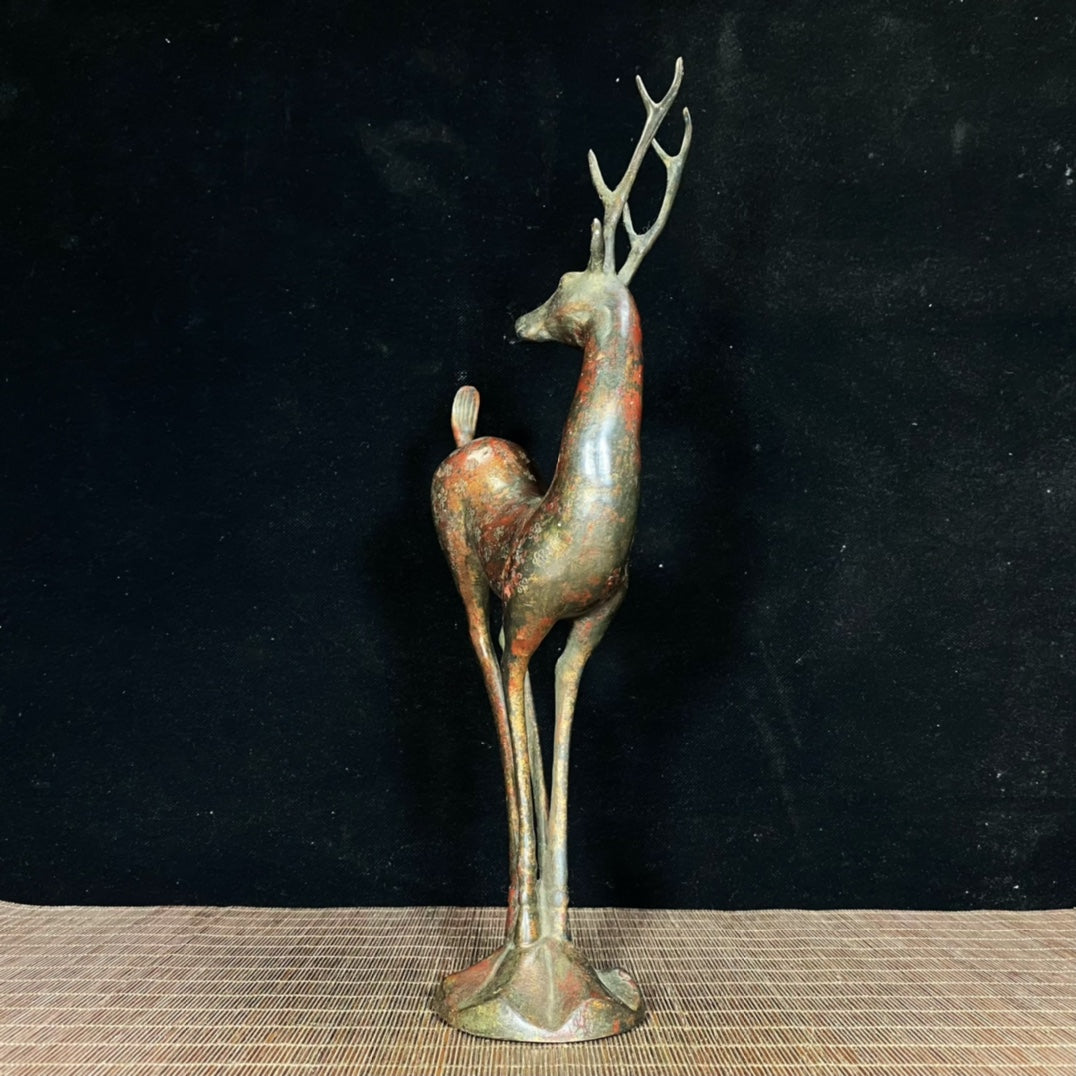 Exquisite Antique Deer Statue – Handcrafted Masterpiece with Rich History