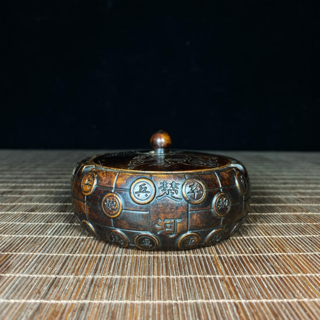 Exquisite Handcrafted Pure Copper Embossed Chess Ashtray