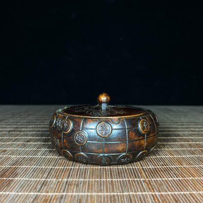 Exquisite Handcrafted Pure Copper Embossed Chess Ashtray