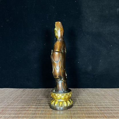 Antique Gilded Bronze Standing Guanyin Statue – Handcrafted Masterpiece