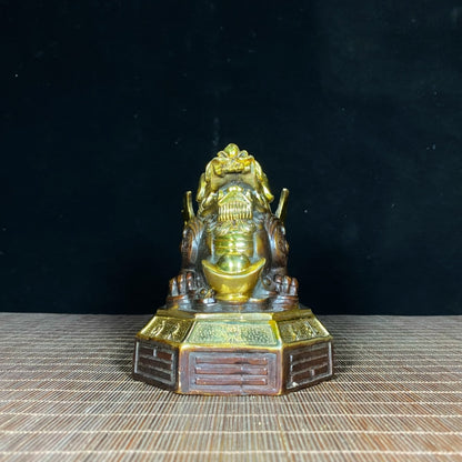 Exquisite Pure Copper Gilt Flying Unicorn Treasure Taiji Bagua Pixiu Statue