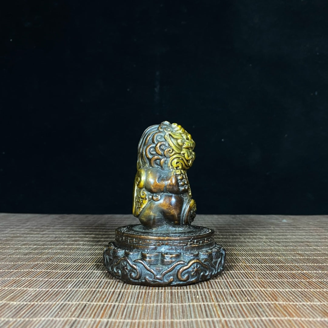 Handcrafted Pure Copper Gilded Pixiu Statue - Symbol of Wealth and Good Luck