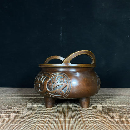 Handcrafted Pure Copper Incense Burner with Intricate Designs - A Timeless Piece of Art