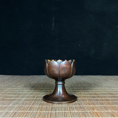 Exquisite Handcrafted Pure Copper Lotus Candle Holders - Pair with Rich History and Craftsmanship