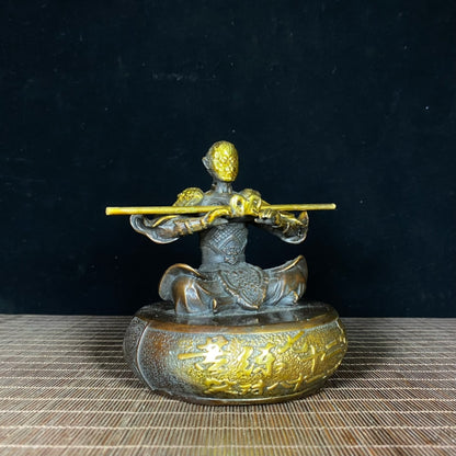 Exquisite Handcrafted Bronze Gilded Monkey King Sun Wukong Statue