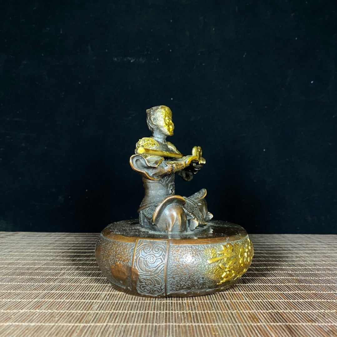 Exquisite Handcrafted Bronze Gilded Monkey King Sun Wukong Statue