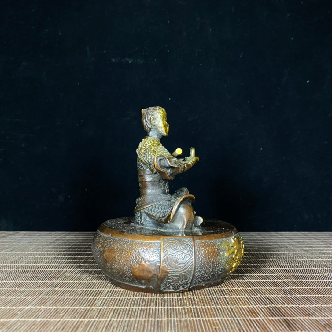 Exquisite Handcrafted Bronze Gilded Monkey King Sun Wukong Statue