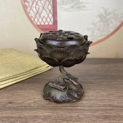 Exquisitely Carved Lotus Incense Burner - Handcrafted, Unique Gift, Rare Antique