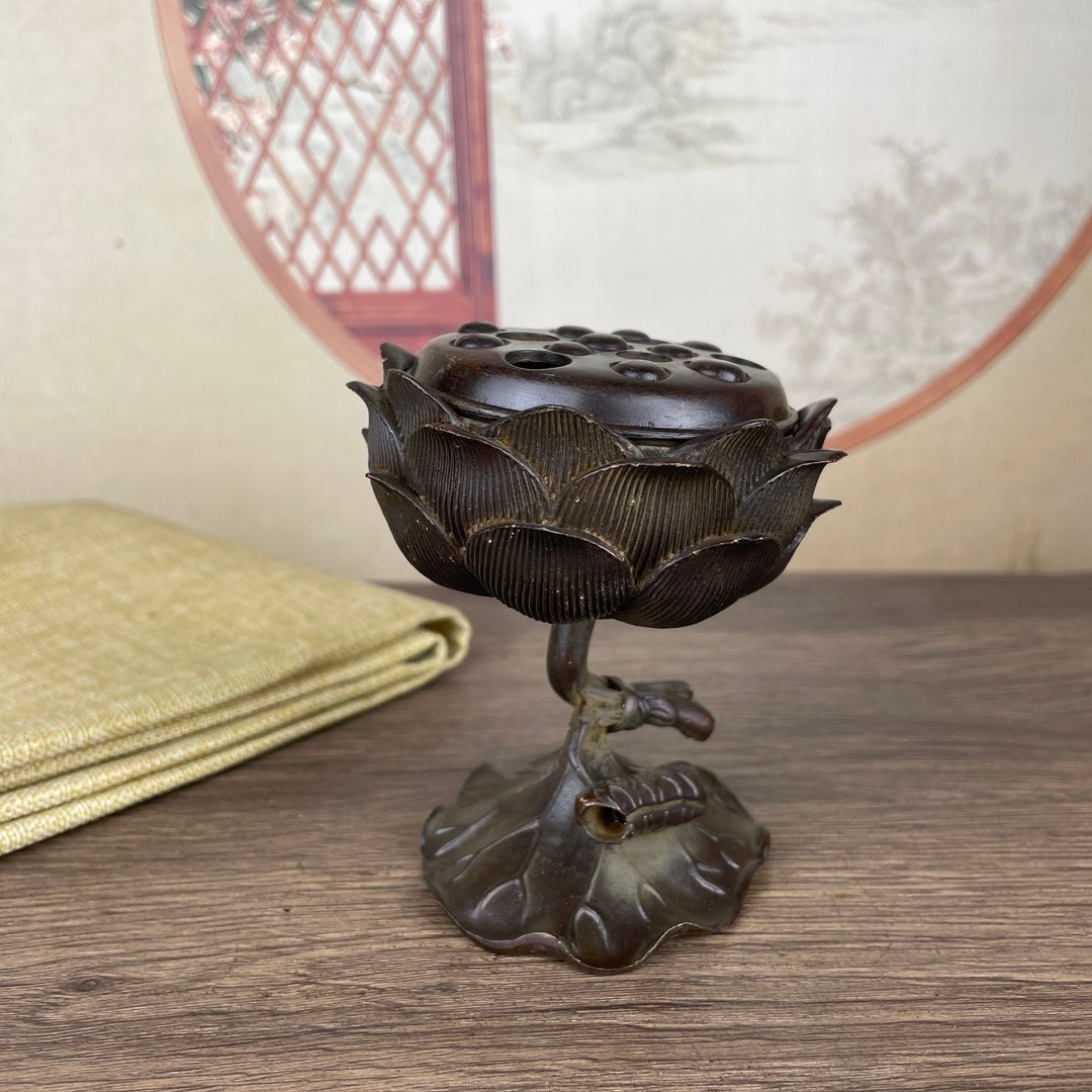 Exquisitely Carved Lotus Incense Burner - Handcrafted, Unique Gift, Rare Antique