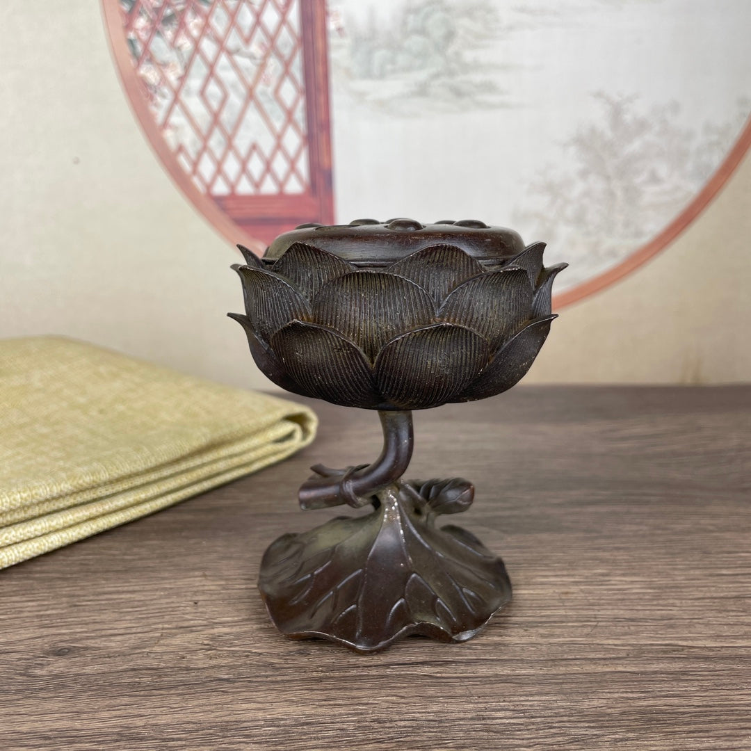 Exquisitely Carved Lotus Incense Burner - Handcrafted, Unique Gift, Rare Antique