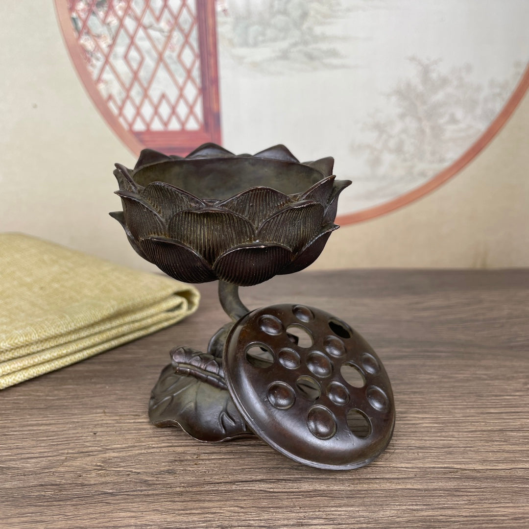 Exquisitely Carved Lotus Incense Burner - Handcrafted, Unique Gift, Rare Antique