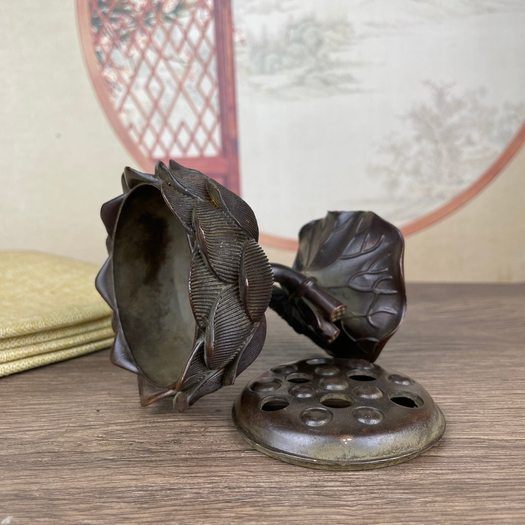 Exquisitely Carved Lotus Incense Burner - Handcrafted, Unique Gift, Rare Antique