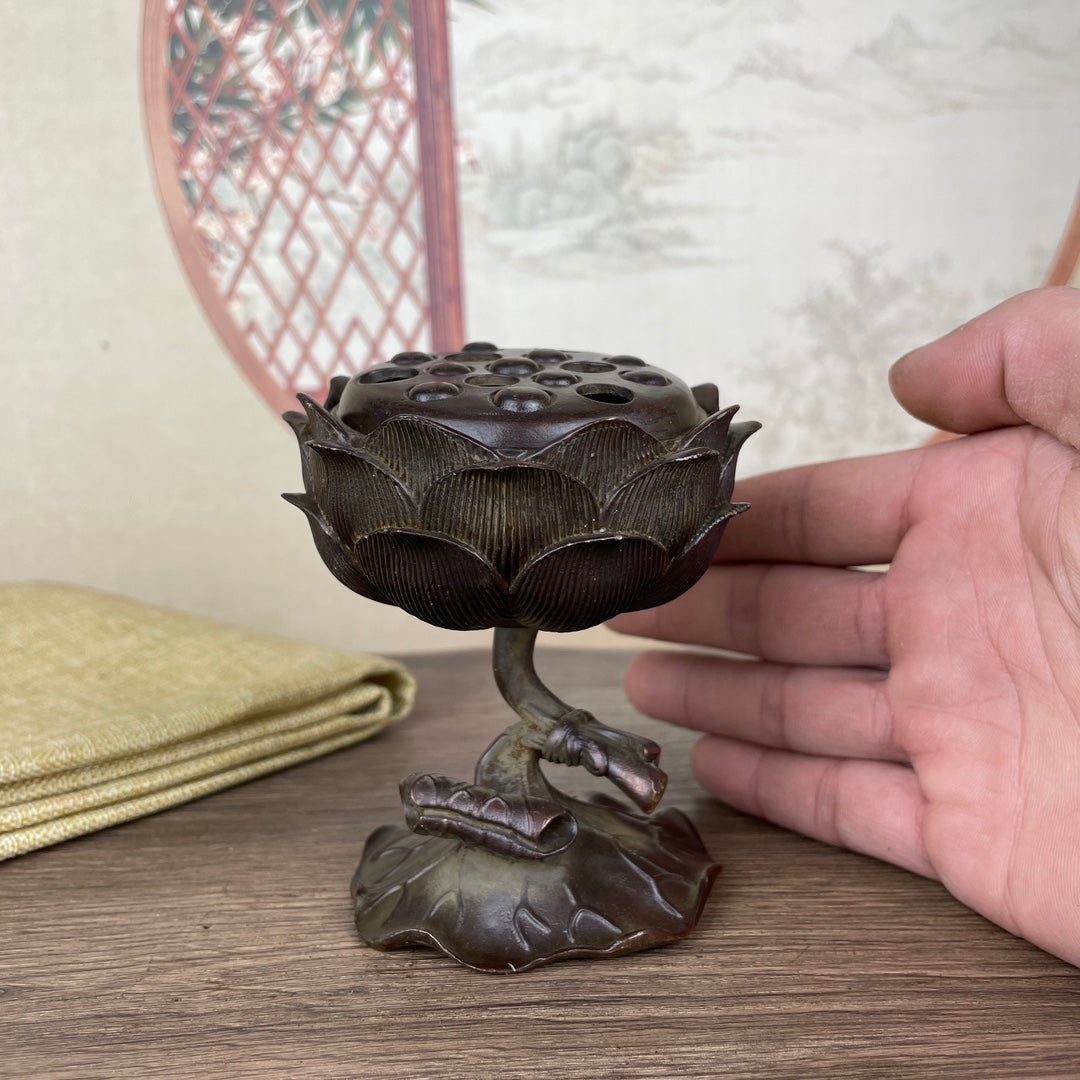 Exquisitely Carved Lotus Incense Burner - Handcrafted, Unique Gift, Rare Antique