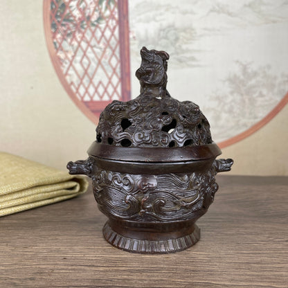 Exquisite Hand-Carved Dragon Incense Burner - Unique Gift & Antique Collectible