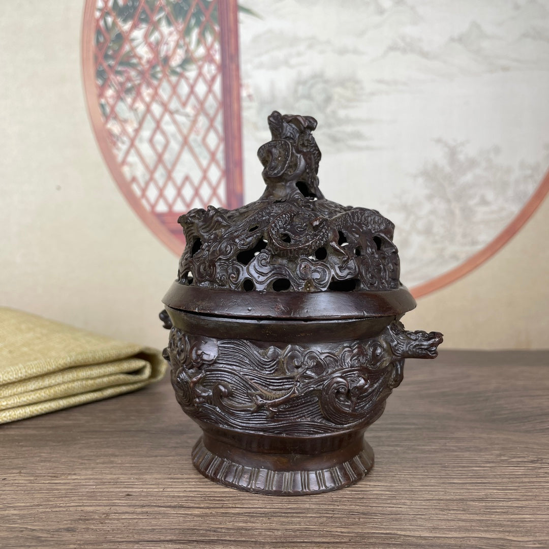 Exquisite Hand-Carved Dragon Incense Burner - Unique Gift & Antique Collectible