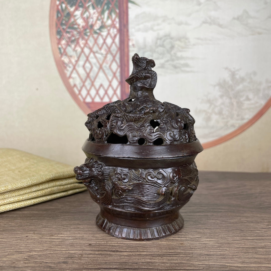 Exquisite Hand-Carved Dragon Incense Burner - Unique Gift & Antique Collectible