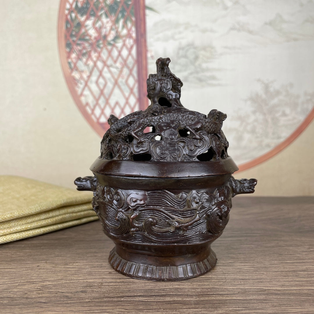 Exquisite Hand-Carved Dragon Incense Burner - Unique Gift & Antique Collectible