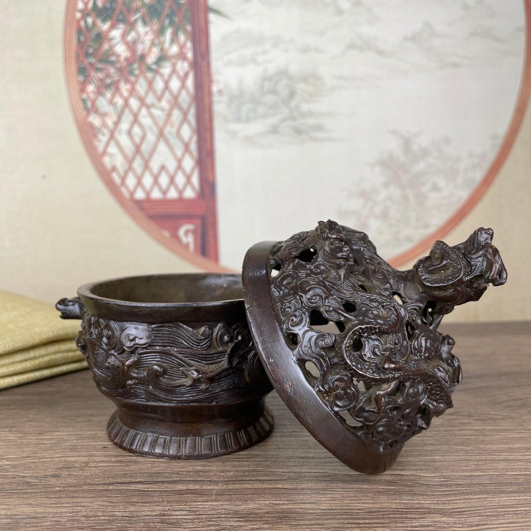 Exquisite Hand-Carved Dragon Incense Burner - Unique Gift & Antique Collectible